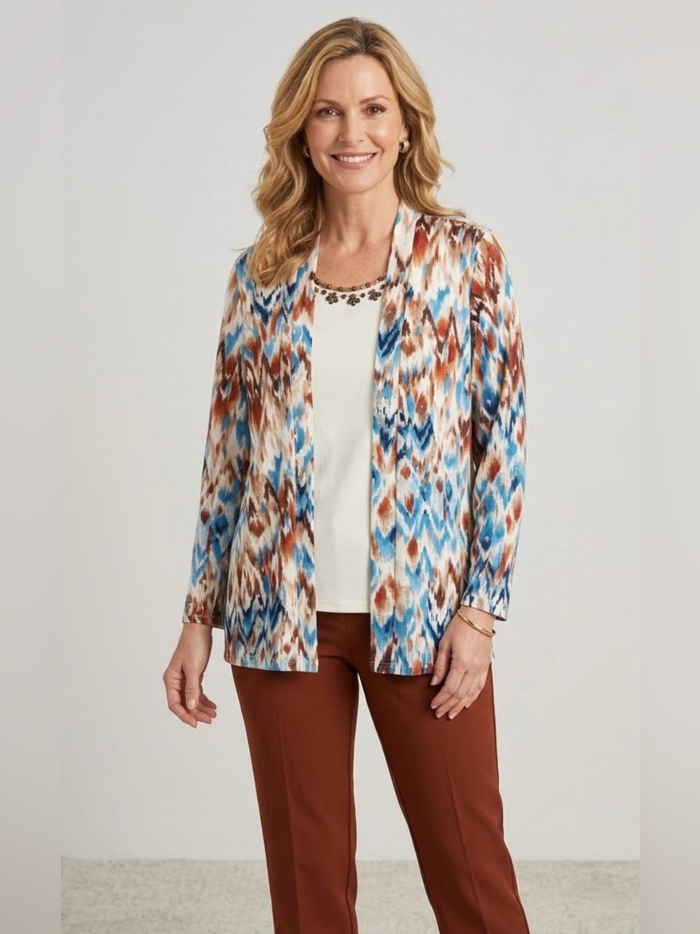 Alfred Dunner Layered Faux Twinset Top.